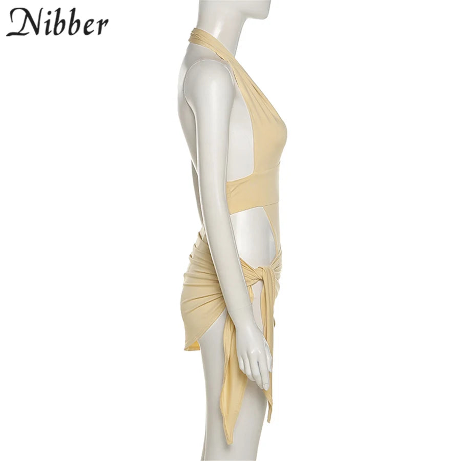 Nibber-Conjunto de Bikini básico para mujer, traje de baño de dos piezas con falda, Sexy, para vacaciones en la playa, 2021