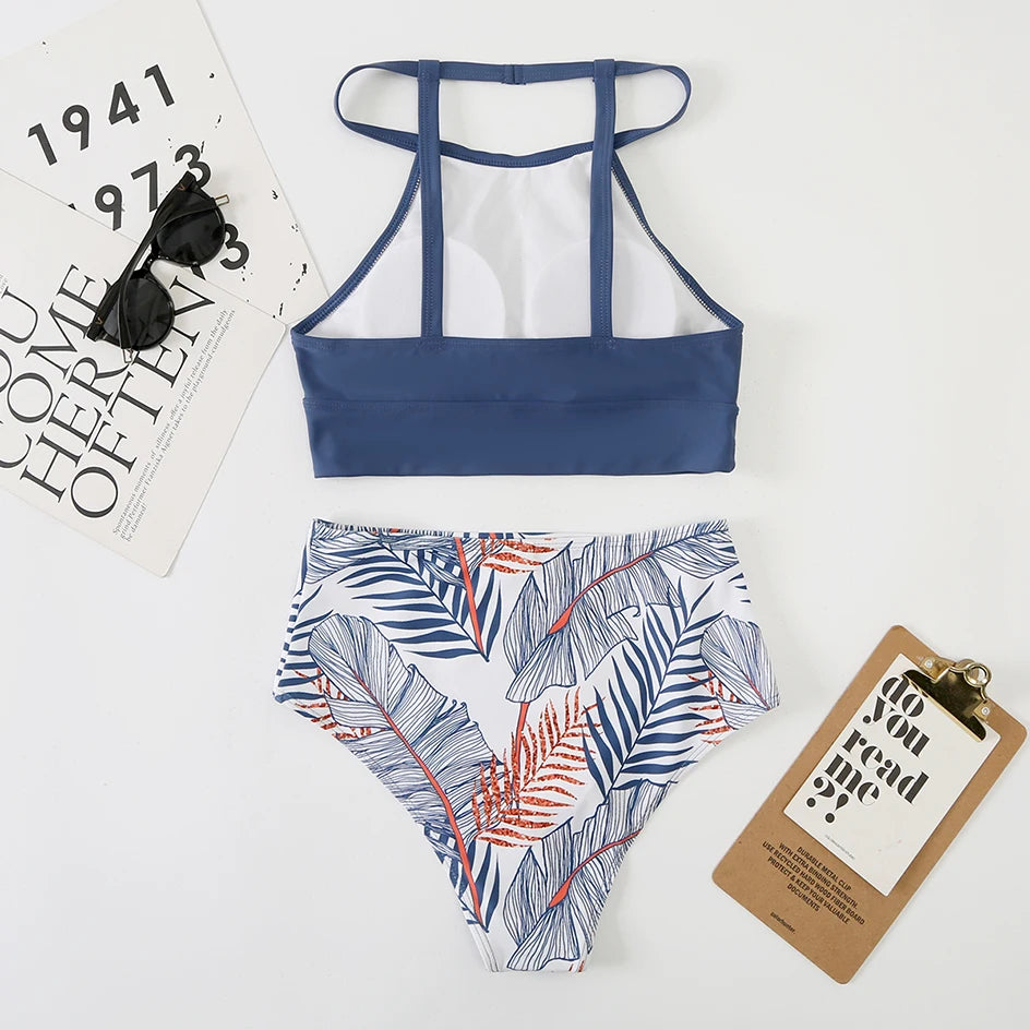 Bikini Sexy 2025, traje de baño de cuello alto para mujer