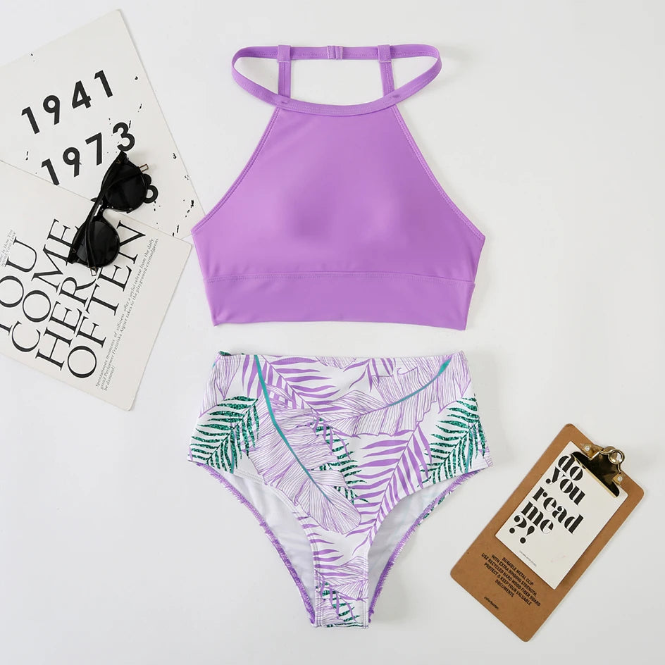 Bikini Sexy 2025, traje de baño de cuello alto para mujer