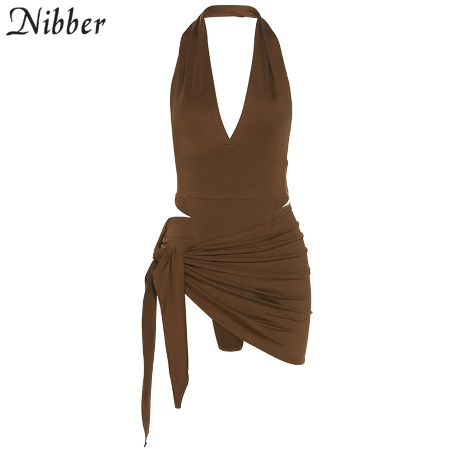 Nibber-Conjunto de Bikini básico para mujer, traje de baño de dos piezas con falda, Sexy, para vacaciones en la playa, 2021