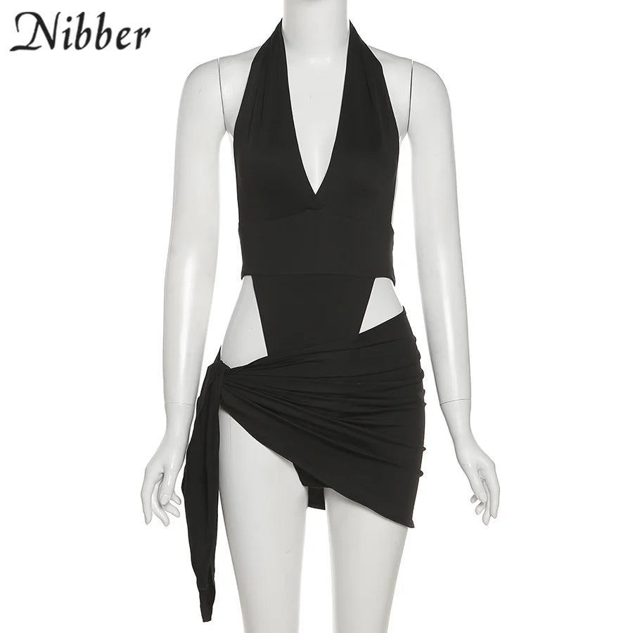 Nibber-Conjunto de Bikini básico para mujer, traje de baño de dos piezas con falda, Sexy, para vacaciones en la playa, 2021
