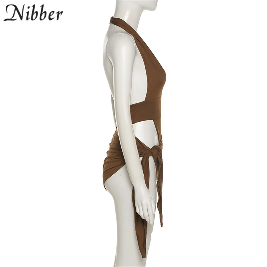 Nibber-Conjunto de Bikini básico para mujer, traje de baño de dos piezas con falda, Sexy, para vacaciones en la playa, 2021