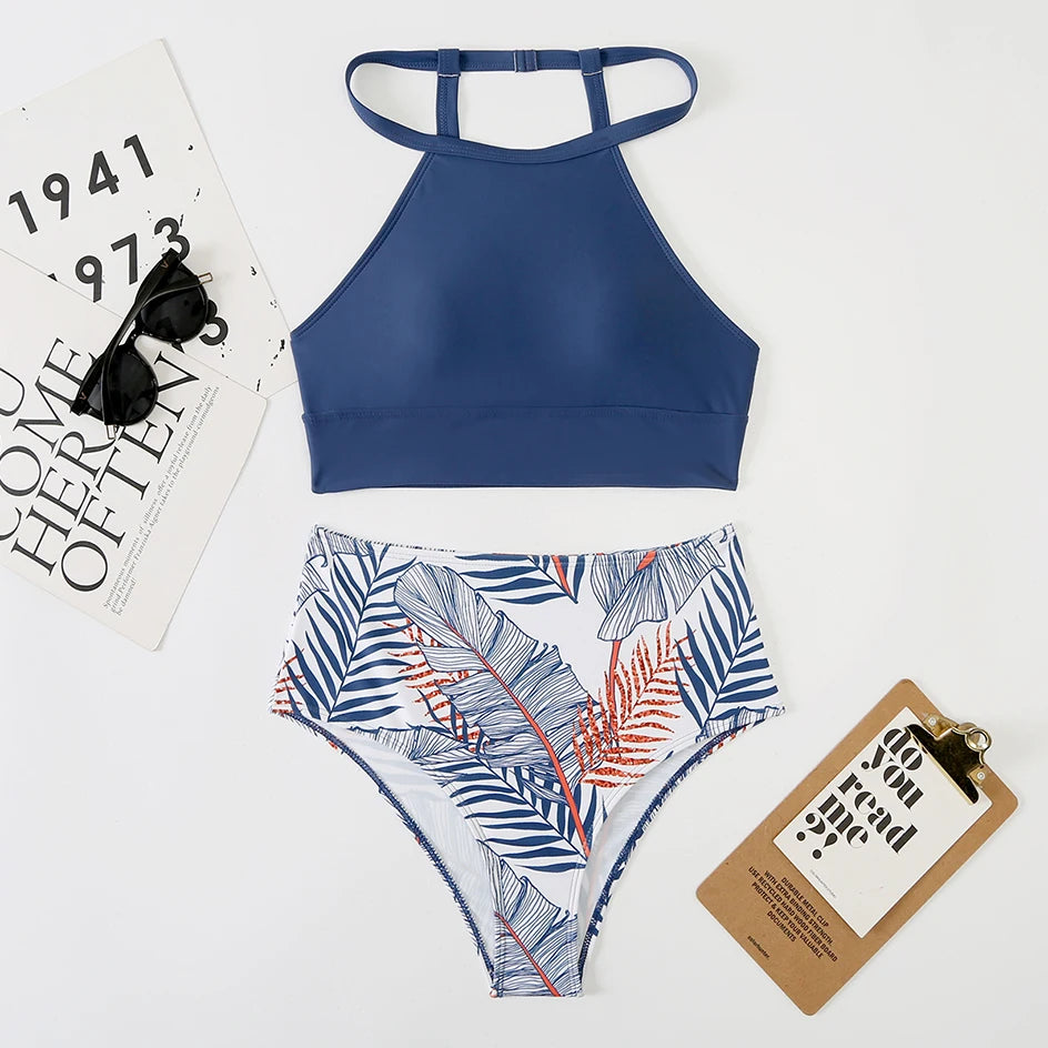 Bikini Sexy 2025, traje de baño de cuello alto para mujer