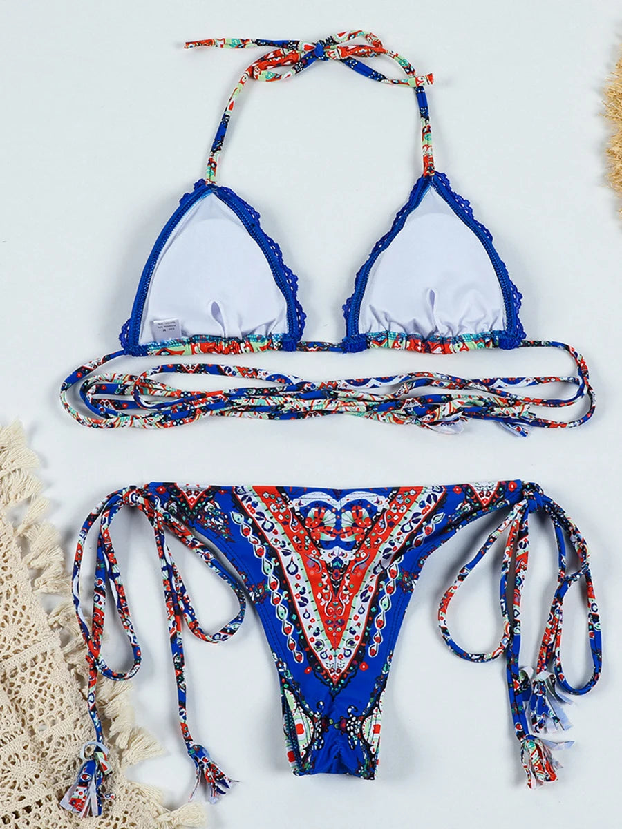 Conjunto de microbikini Sexy para mujer, traje de baño femenino con realce, Tanga, traje de baño brasileño, Bikini de dos piezas, traje de baño para playa 2025