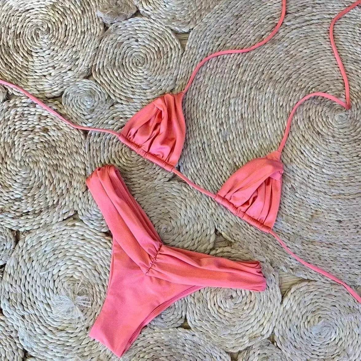 Microbikinis sexis, conjunto de Bikini brasileño con cuello Halter para mujer.