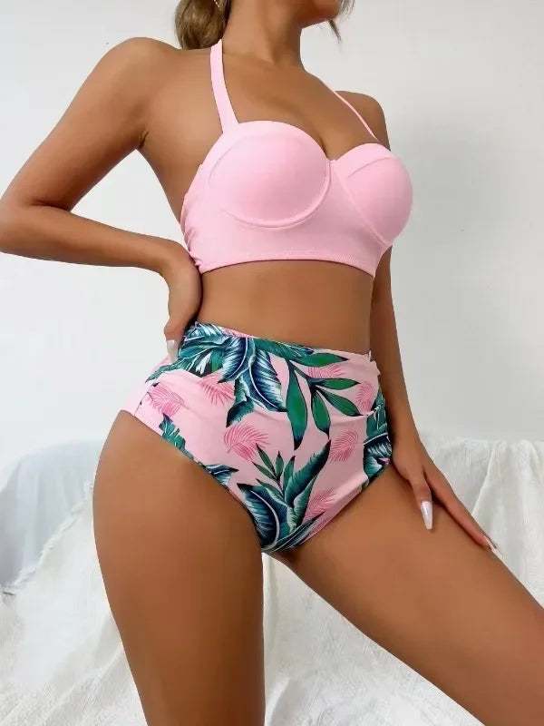 Sexy High Waist Bikinis Pink