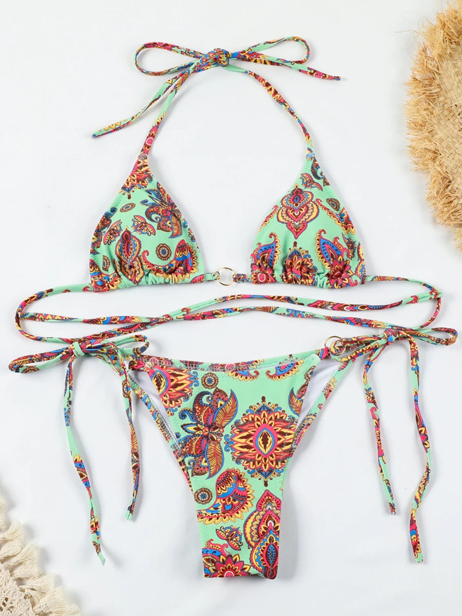 Conjunto de microbikini Sexy para mujer, traje de baño femenino con realce, Tanga, traje de baño brasileño, Bikini de dos piezas, traje de baño para playa 2025