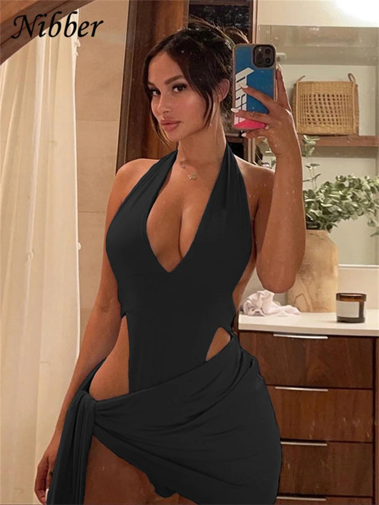 Nibber-Conjunto de Bikini básico para mujer, traje de baño de dos piezas con falda, Sexy, para vacaciones en la playa, 2021