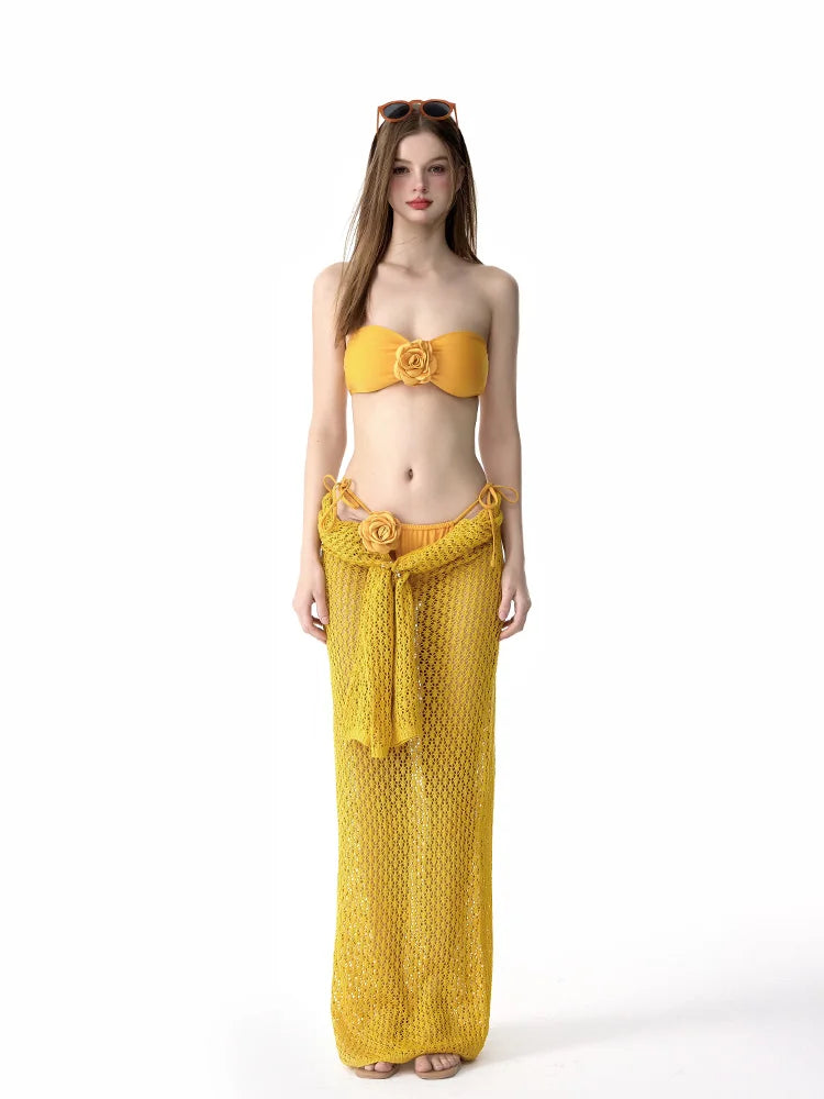 Traje de baño de bikini sexy con falda larga