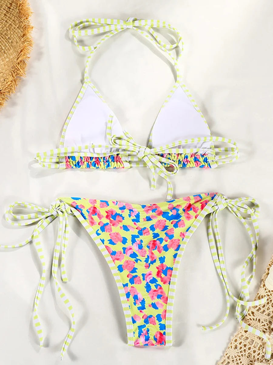 Conjunto de microbikini Sexy para mujer, traje de baño femenino con realce, Tanga, traje de baño brasileño, Bikini de dos piezas, traje de baño para playa 2025