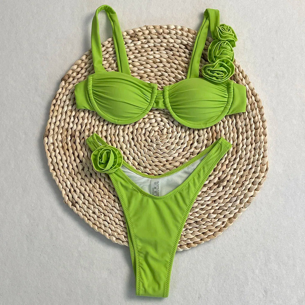 Conjunto de Bikini, superventas, traje de baño para mujer, nueva moda, traje de baño informal Sexy, Micro Bikini para mujer, traje de baño con estampado de encaje