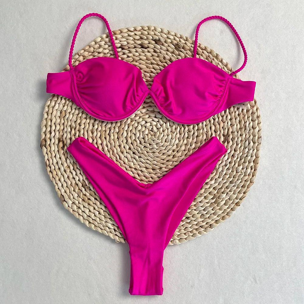 Conjunto de Bikini, superventas, traje de baño para mujer, nueva moda, traje de baño informal Sexy, Micro Bikini para mujer, traje de baño con estampado de encaje