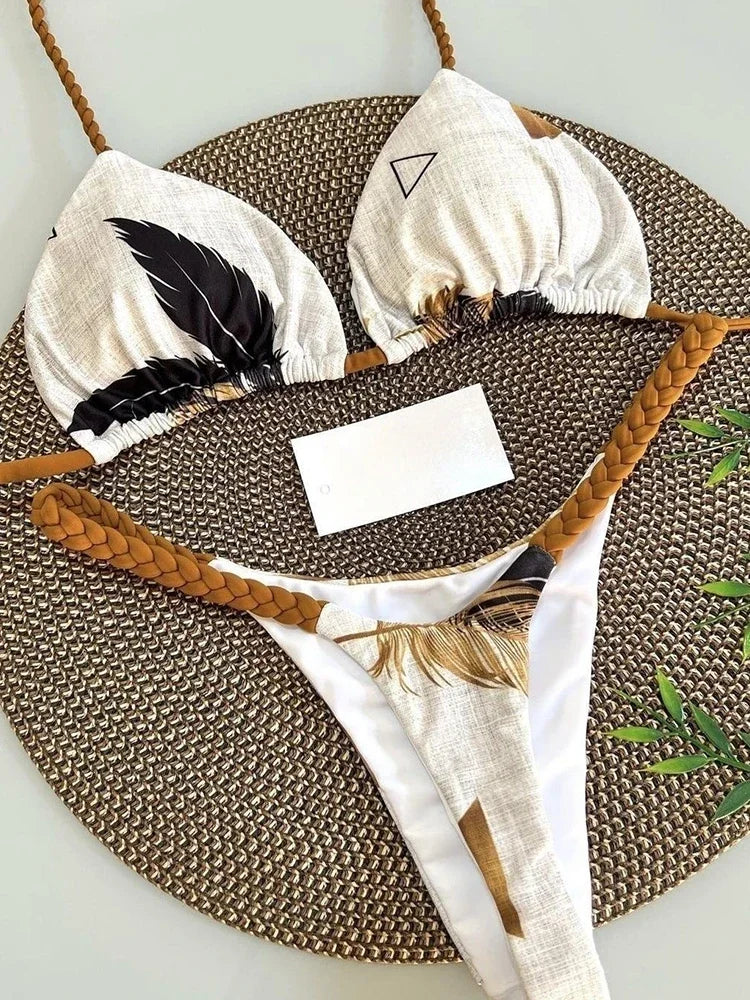 Bikini de cintura alta, traje de baño Sexy con Tanga, conjunto de Bikini con estampado de cebra, traje de baño brasileño para mujer, nuevo Bikini, trajes de baño para mujer