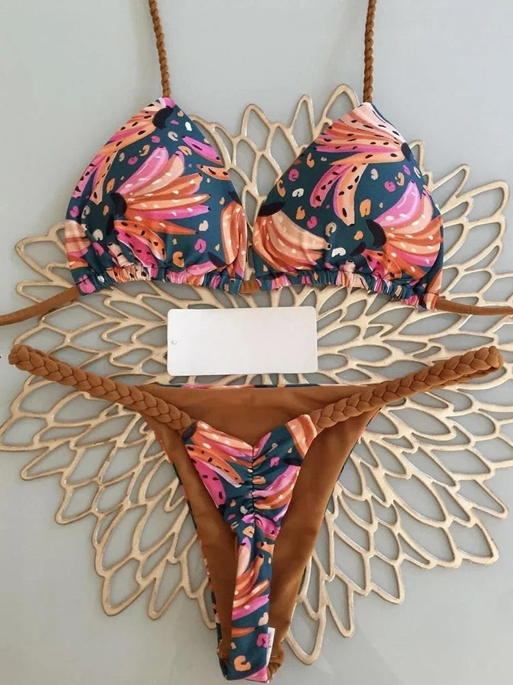 Bikini de cintura alta, traje de baño Sexy con Tanga, conjunto de Bikini con estampado de cebra, traje de baño brasileño para mujer, nuevo Bikini, trajes de baño para mujer