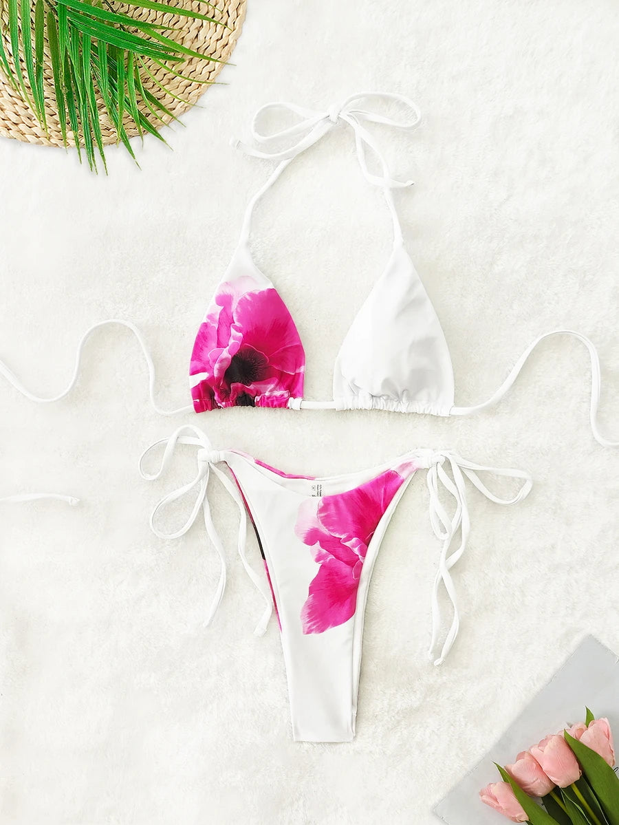 Para Praia Bikini brasileño Sexy 2025 traje de baño de tres piezas con vestido de playa largo Tanga traje de baño mujeres Biquini ropa de playa