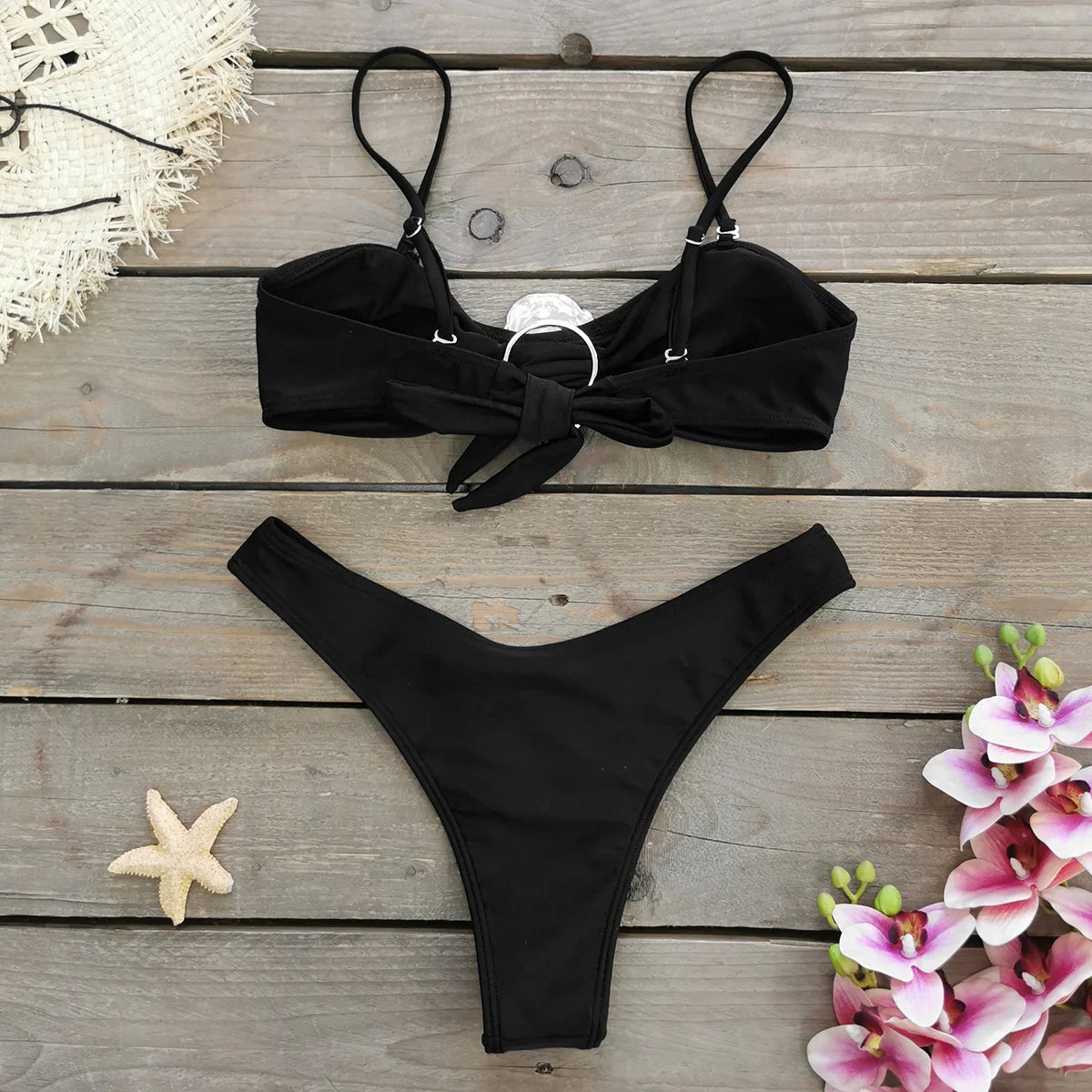 Bikini con hombros descubiertos y hebilla para mujer, traje de baño con falda