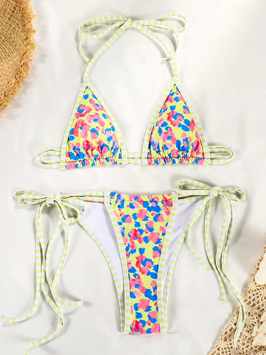 Conjunto de microbikini Sexy para mujer, traje de baño femenino con realce, Tanga, traje de baño brasileño, Bikini de dos piezas, traje de baño para playa 2025