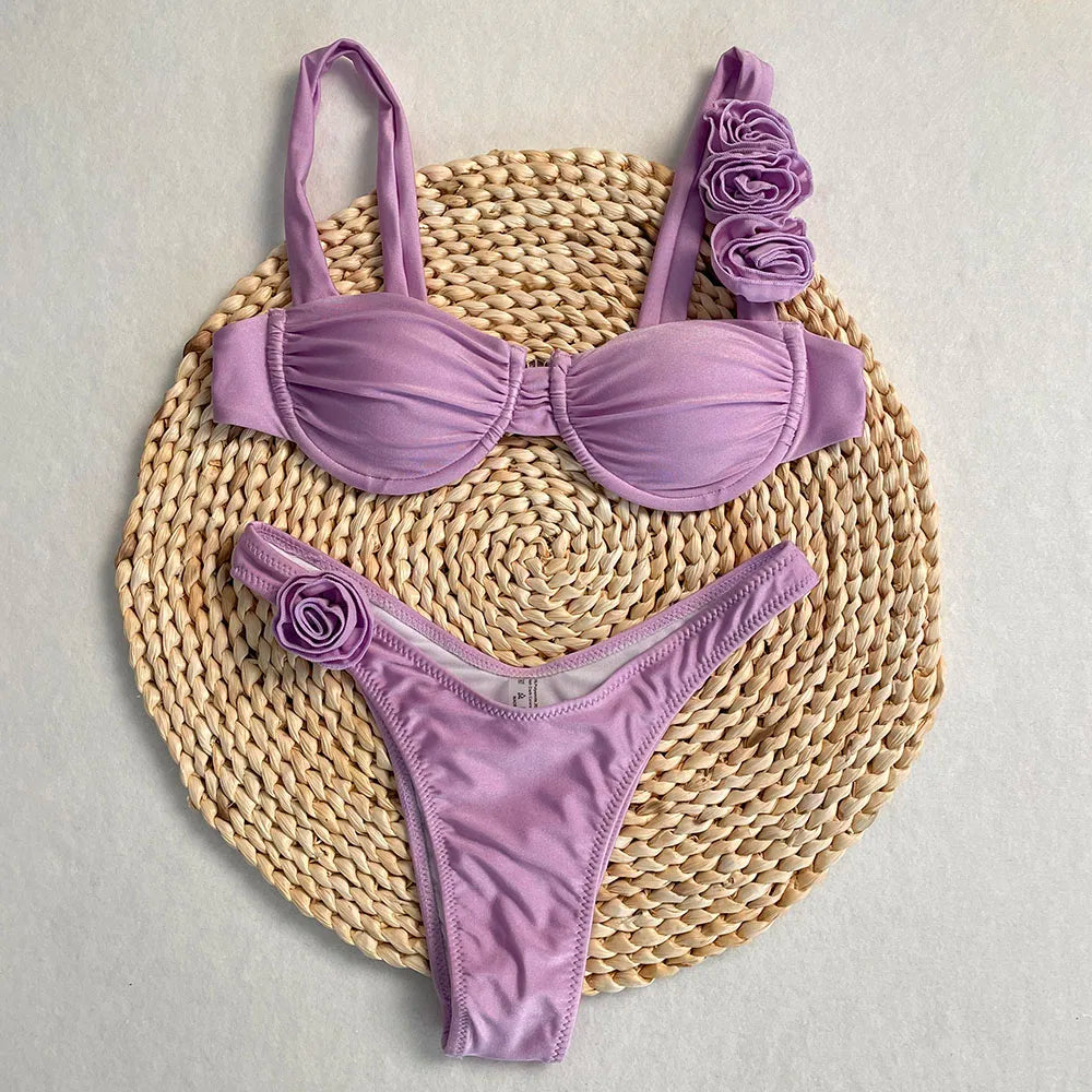 Conjunto de Bikini, superventas, traje de baño para mujer, nueva moda, traje de baño informal Sexy, Micro Bikini para mujer, traje de baño con estampado de encaje