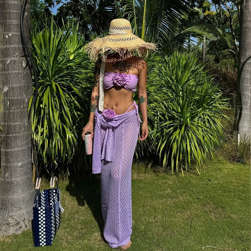 Traje de baño de bikini sexy con falda larga