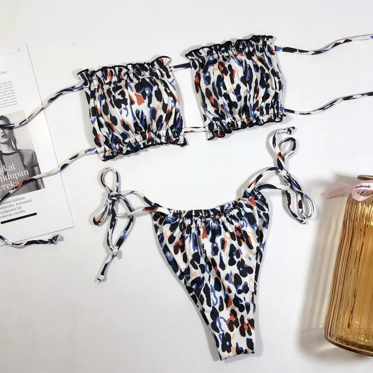 Bikini Sexy, traje de baño Bandeau plisado