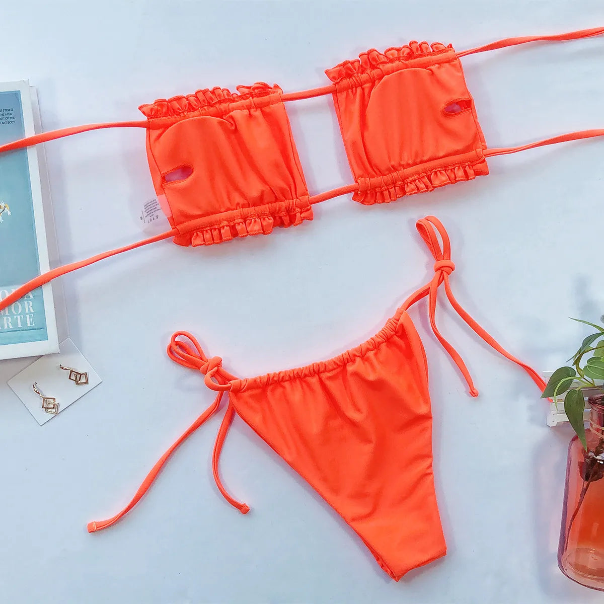 Bikini Sexy, traje de baño Bandeau plisado