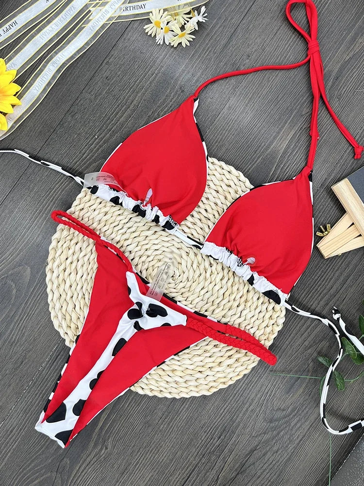Bikini de cintura alta, traje de baño Sexy con Tanga, conjunto de Bikini con estampado de cebra, traje de baño brasileño para mujer, nuevo Bikini, trajes de baño para mujer