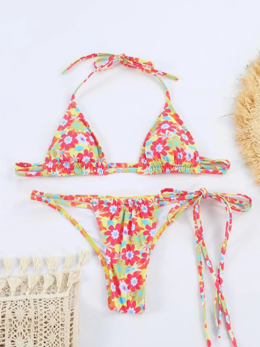 Conjunto de microbikini Sexy para mujer, traje de baño femenino con realce, Tanga, traje de baño brasileño, Bikini de dos piezas, traje de baño para playa 2025