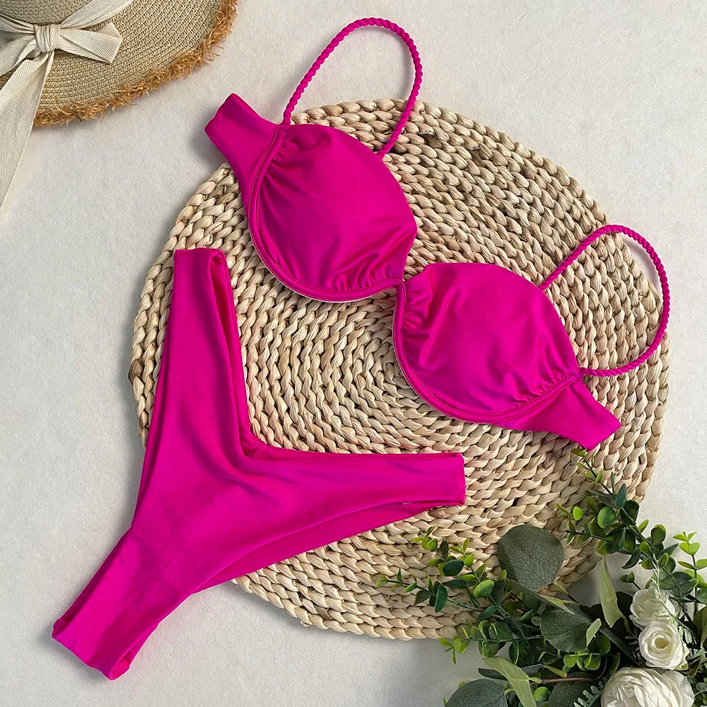 Conjunto de Bikini, superventas, traje de baño para mujer, nueva moda, traje de baño informal Sexy, Micro Bikini para mujer, traje de baño con estampado de encaje