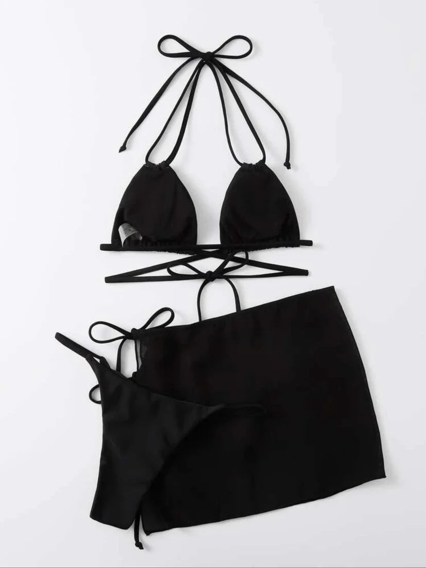 Bikini con Tanga de 3 piezas para mujer