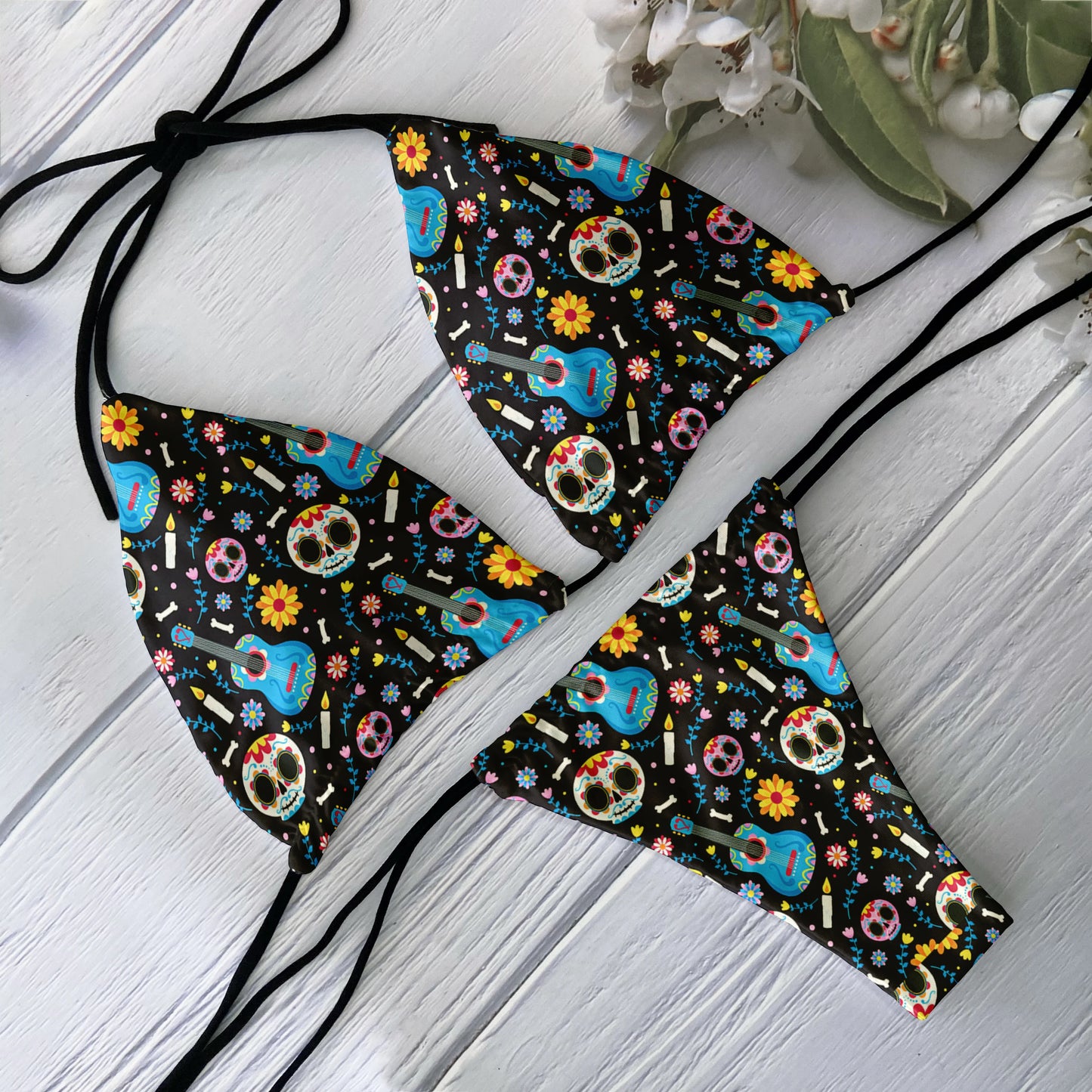 Conjunto de Bikini de moda para mujer, traje de baño Sexy con estampado de calavera y cintura baja sin espalda, para playa, surf, vacaciones, Cosplay de Halloween