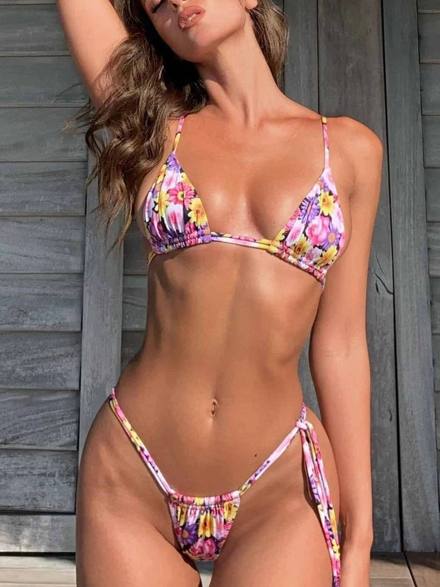 Conjunto de microbikini Sexy para mujer, traje de baño femenino con realce, Tanga, traje de baño brasileño, Bikini de dos piezas, traje de baño para playa 2025