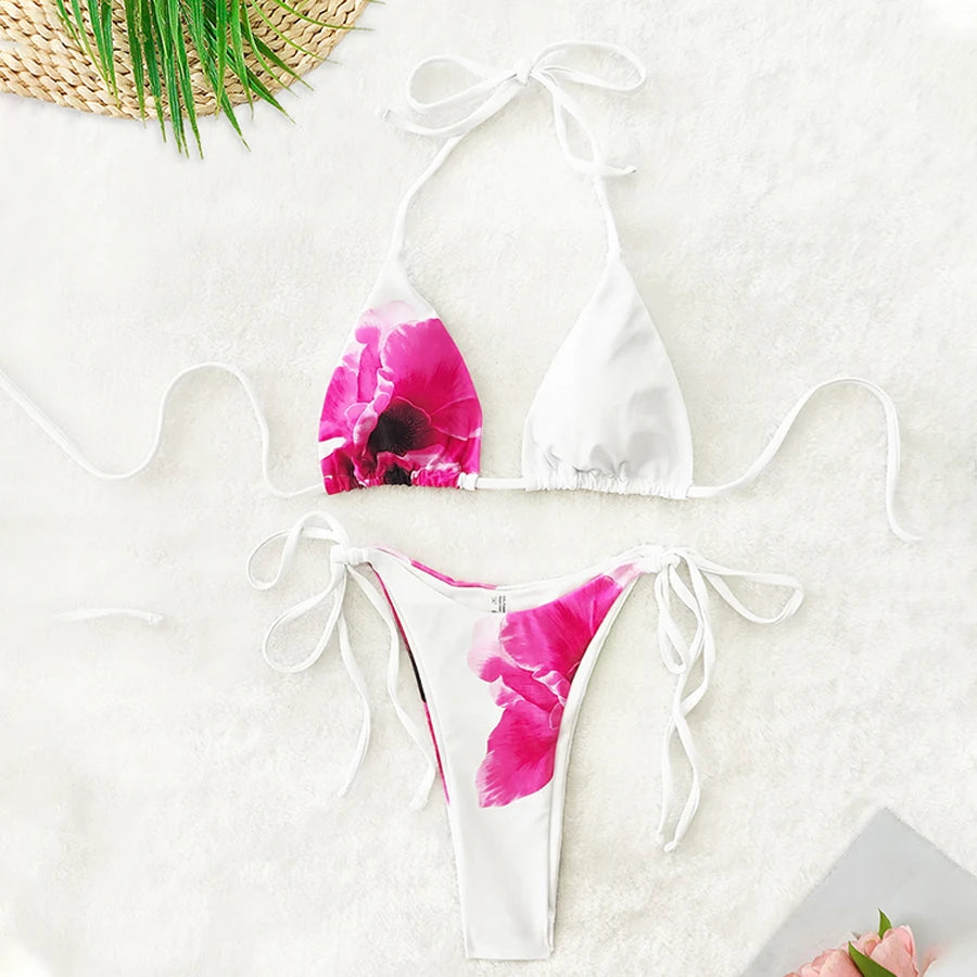 Para Praia Bikini brasileño Sexy 2025 traje de baño de tres piezas con vestido de playa largo Tanga traje de baño mujeres Biquini ropa de playa