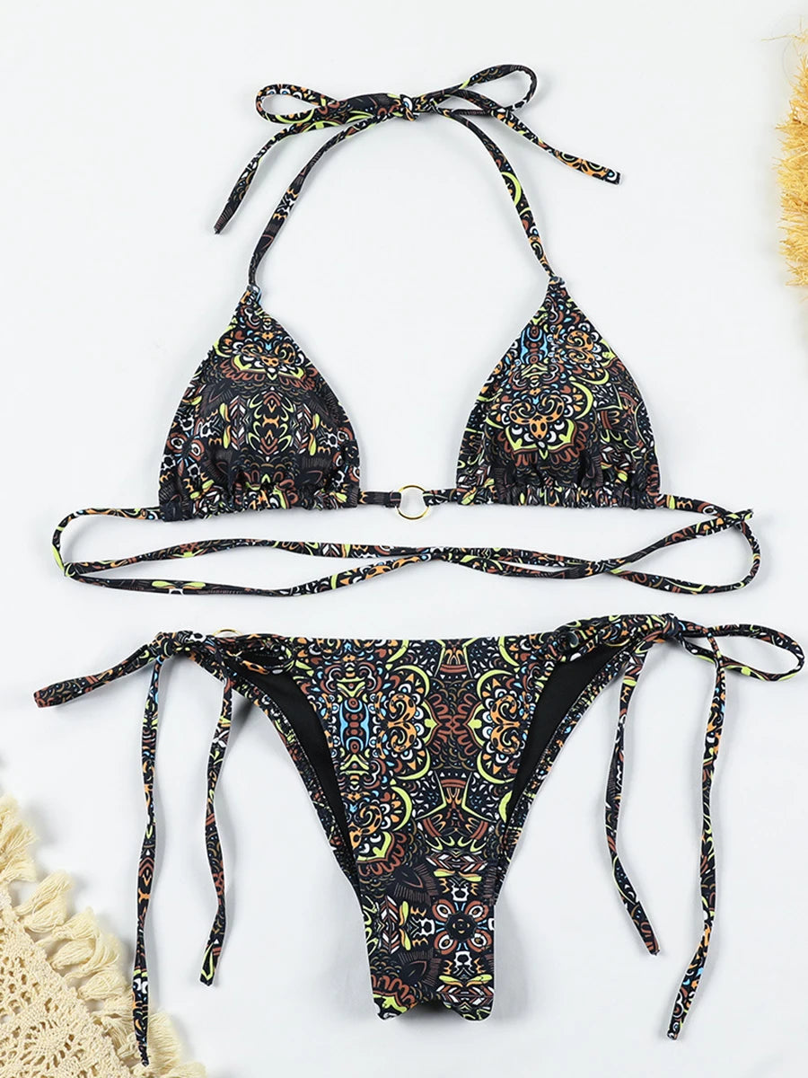 Conjunto de microbikini Sexy para mujer, traje de baño femenino con realce, Tanga, traje de baño brasileño, Bikini de dos piezas, traje de baño para playa 2025