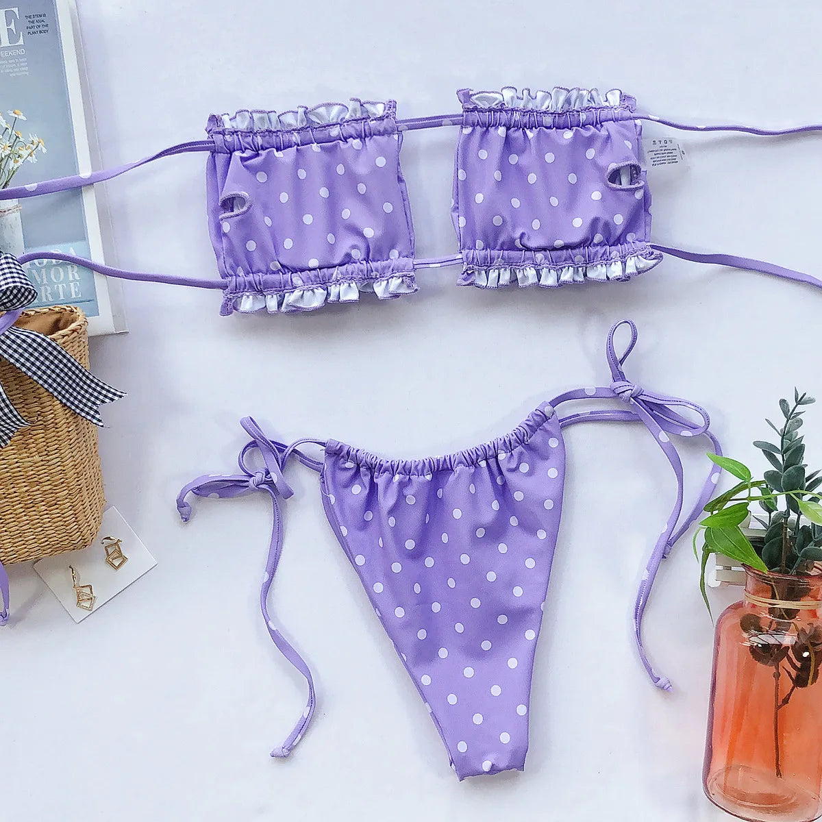 Bikini Sexy, traje de baño Bandeau plisado