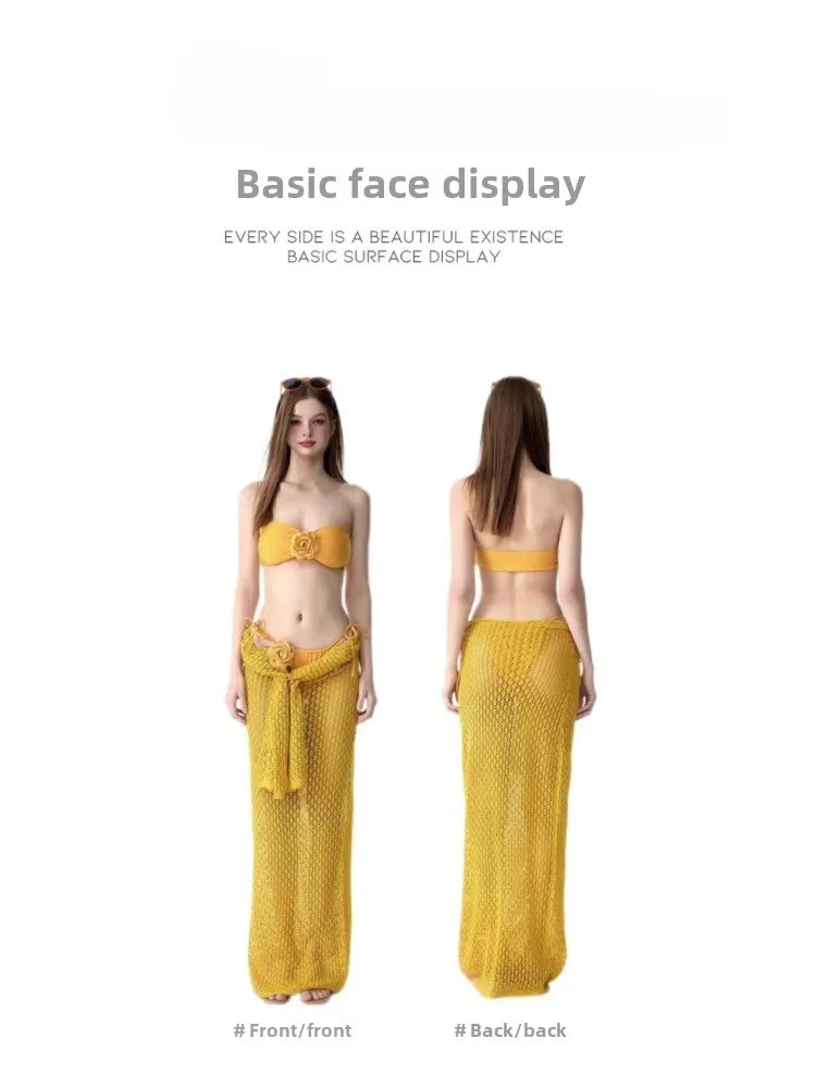 Traje de baño de bikini sexy con falda larga