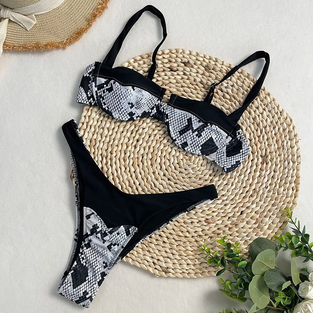 Conjunto de Bikini, superventas, traje de baño para mujer, nueva moda, traje de baño informal Sexy, Micro Bikini para mujer, traje de baño con estampado de encaje