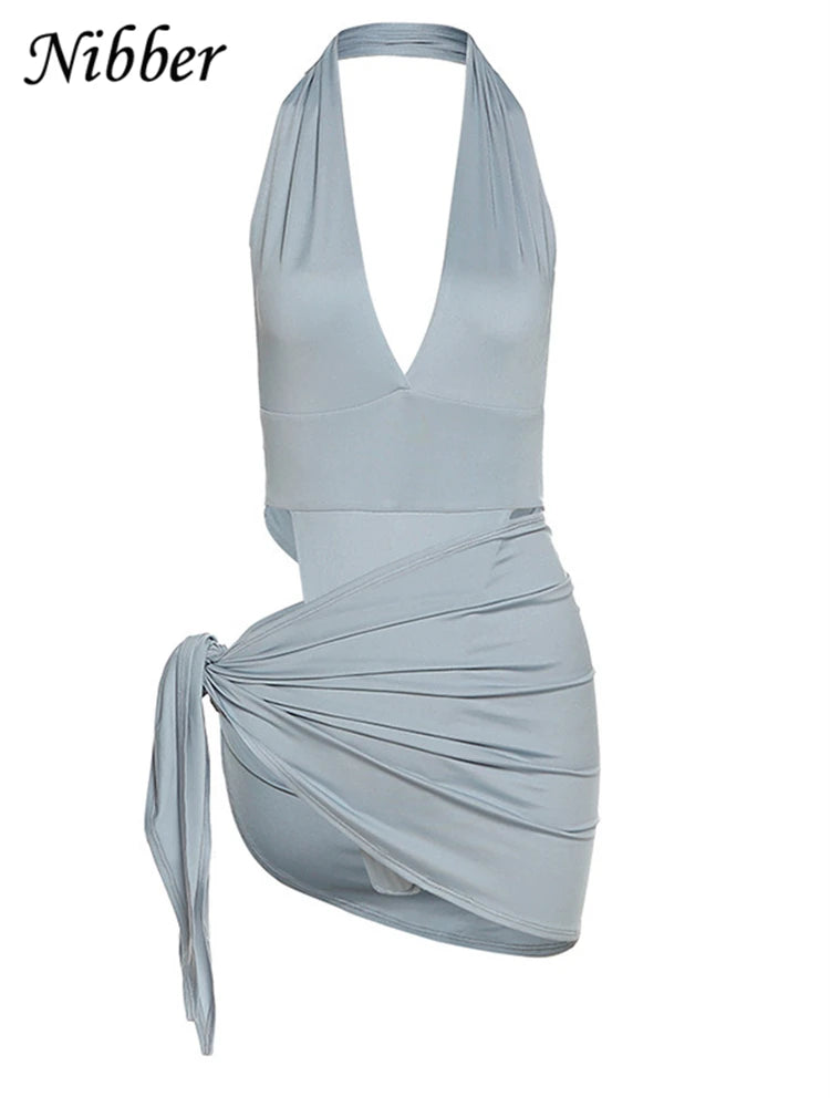 Nibber-Conjunto de Bikini básico para mujer, traje de baño de dos piezas con falda, Sexy, para vacaciones en la playa, 2021