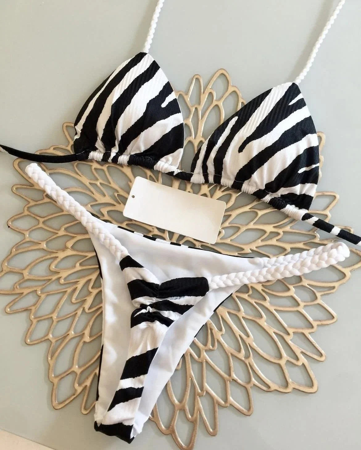 Bikini de cintura alta, traje de baño Sexy con Tanga, conjunto de Bikini con estampado de cebra, traje de baño brasileño para mujer, nuevo Bikini, trajes de baño para mujer