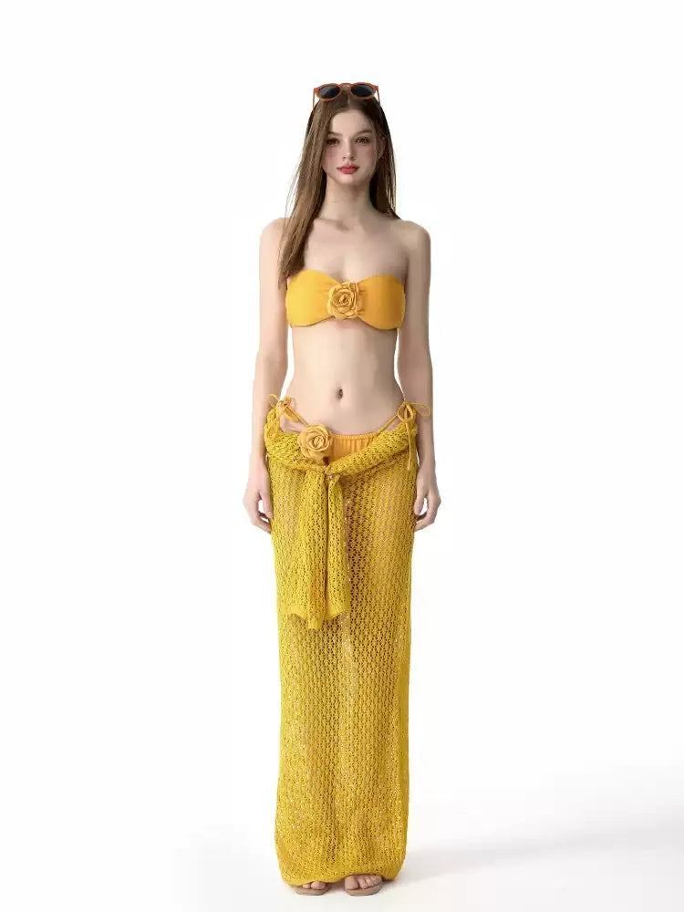 Traje de baño de bikini sexy con falda larga