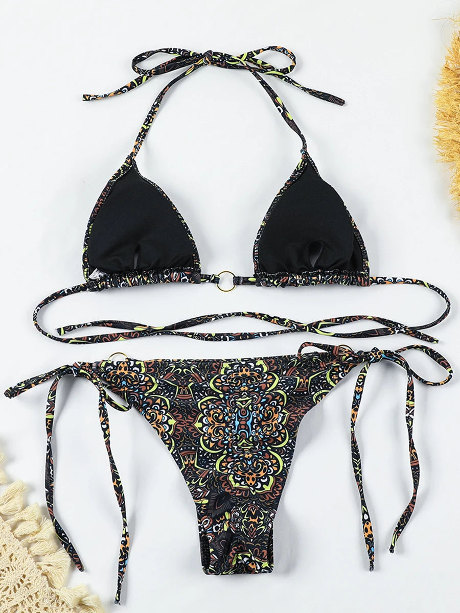 Conjunto de microbikini Sexy para mujer, traje de baño femenino con realce, Tanga, traje de baño brasileño, Bikini de dos piezas, traje de baño para playa 2025