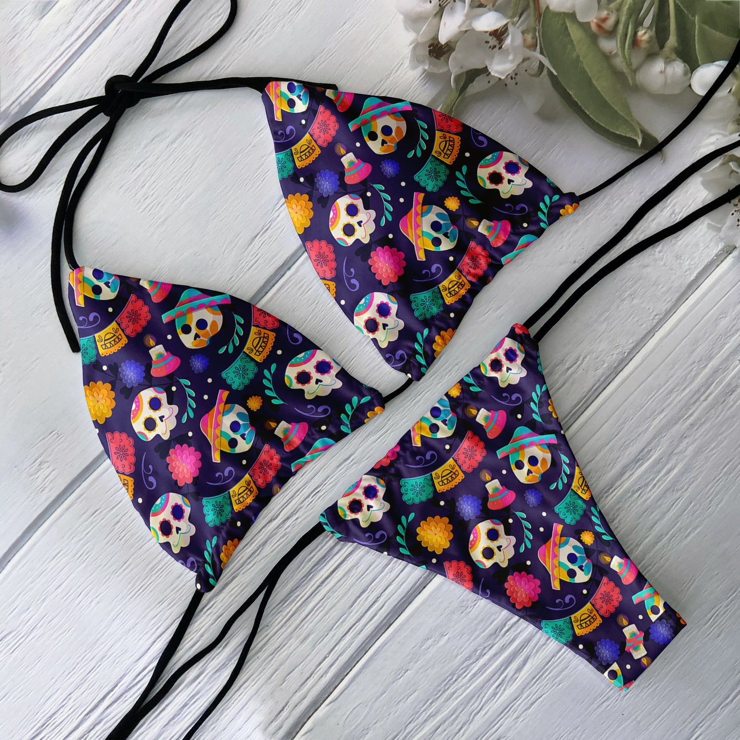 Conjunto de Bikini de moda para mujer, traje de baño Sexy con estampado de calavera y cintura baja sin espalda, para playa, surf, vacaciones, Cosplay de Halloween