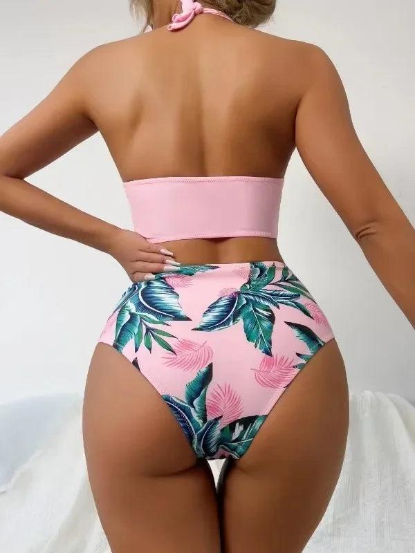Sexy High Waist Bikinis Pink
