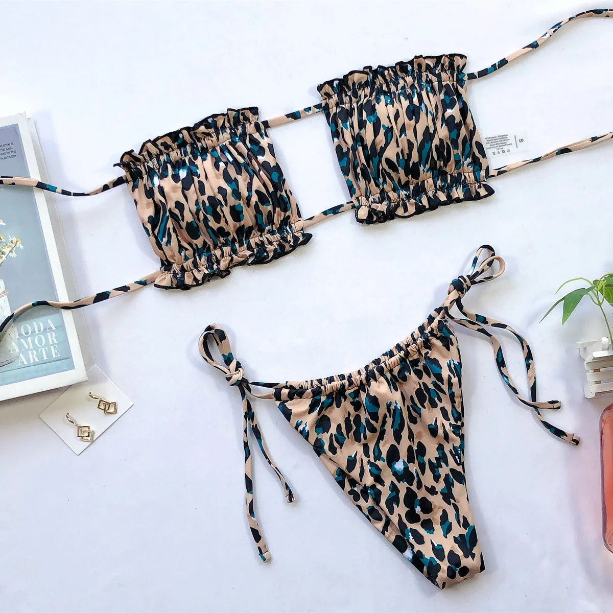 Bikini Sexy, traje de baño Bandeau plisado