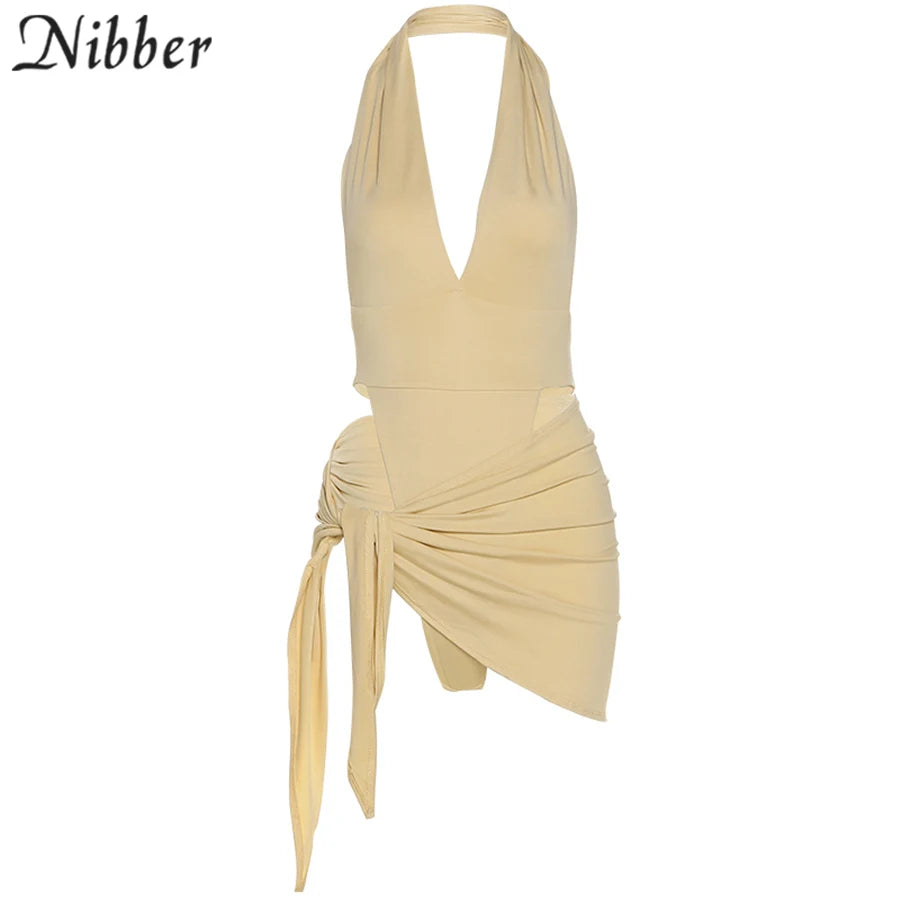 Nibber-Conjunto de Bikini básico para mujer, traje de baño de dos piezas con falda, Sexy, para vacaciones en la playa, 2021