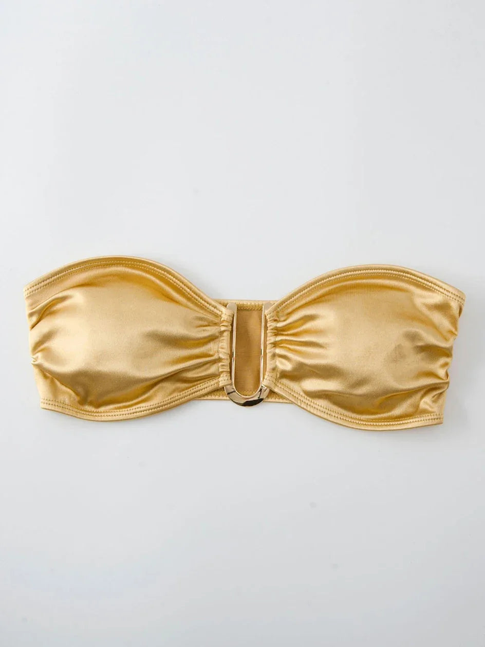 Bikini Bandeau para mujer, traje de baño de dos piezas