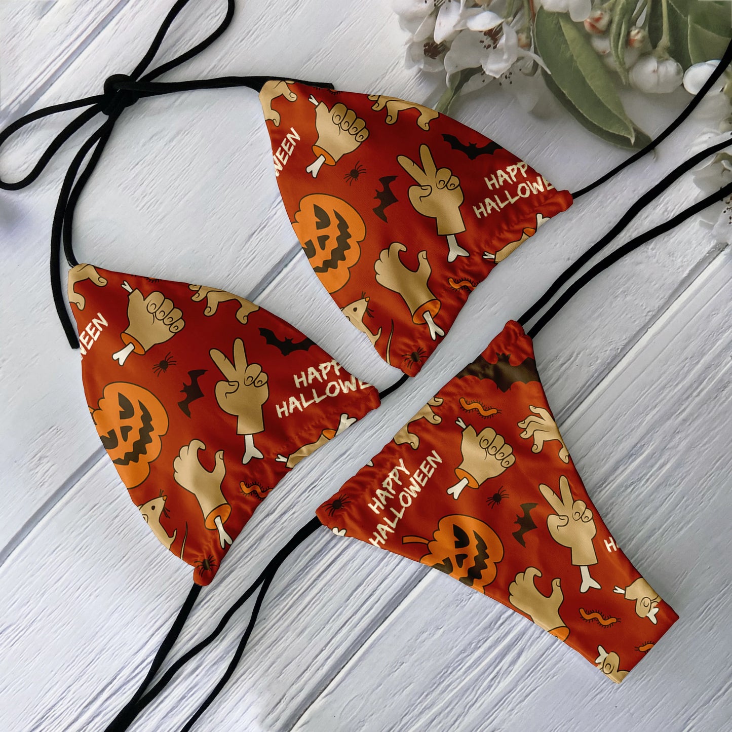 Conjunto de Bikini de moda para mujer, traje de baño Sexy con estampado de calavera y cintura baja sin espalda, para playa, surf, vacaciones, Cosplay de Halloween