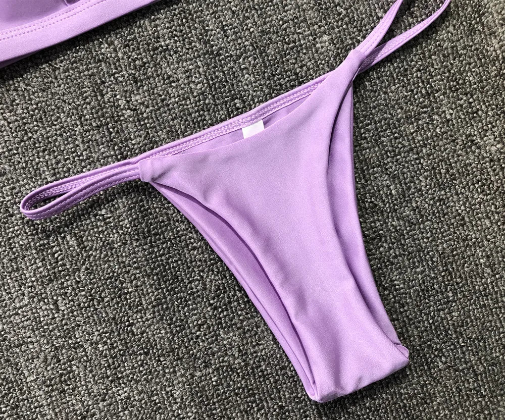 Bikini 2025 Nuevo traje de baño de talla ajustable de color sólido dividido para mujer