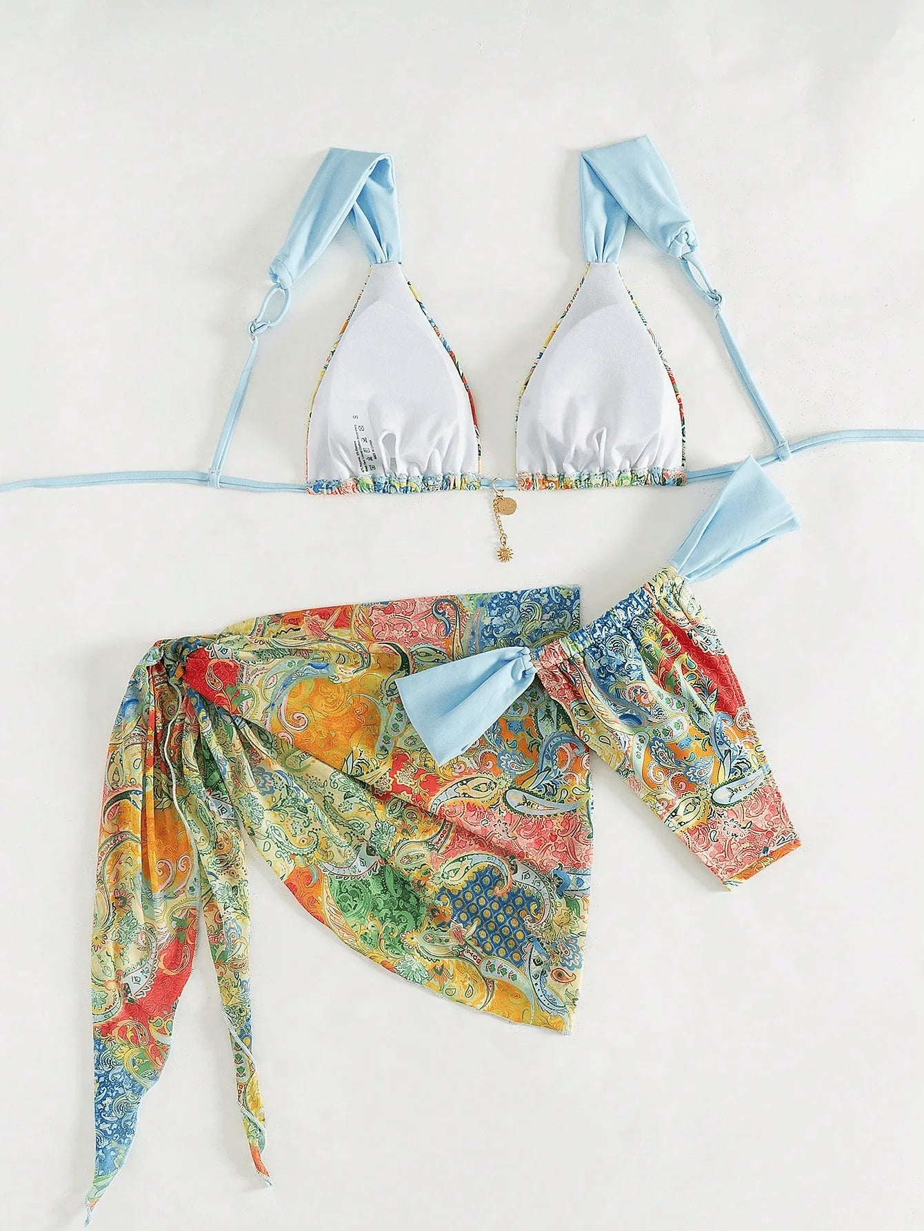 Conjunto de Bikinis sexys para mujer, traje de baño sin espalda sin mangas con cordones, traje de baño de verano para vacaciones en la playa, traje de baño femenino de 3 piezas