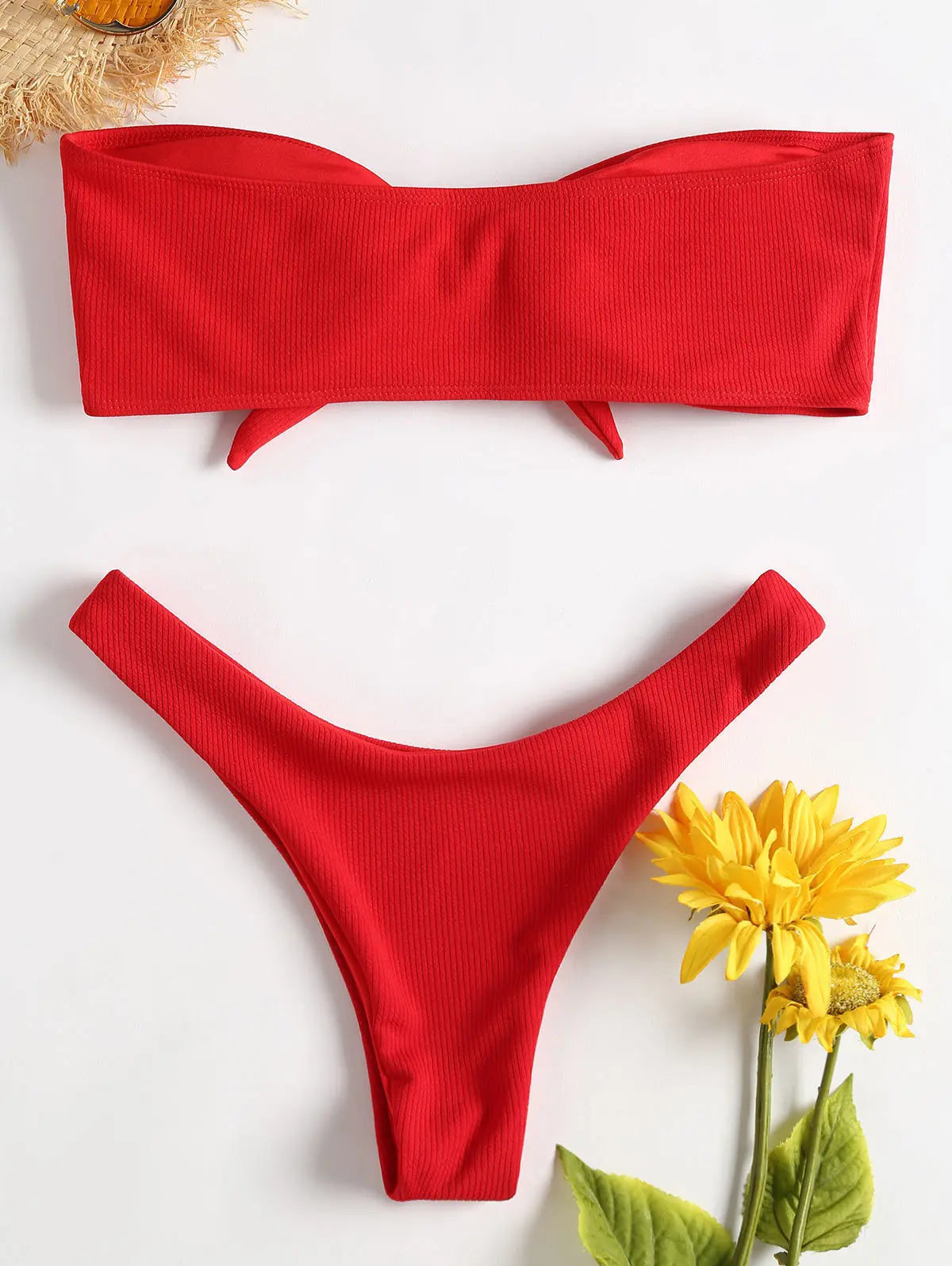 Conjunto De Bikini con parte superior De tubo acanalado para mujer