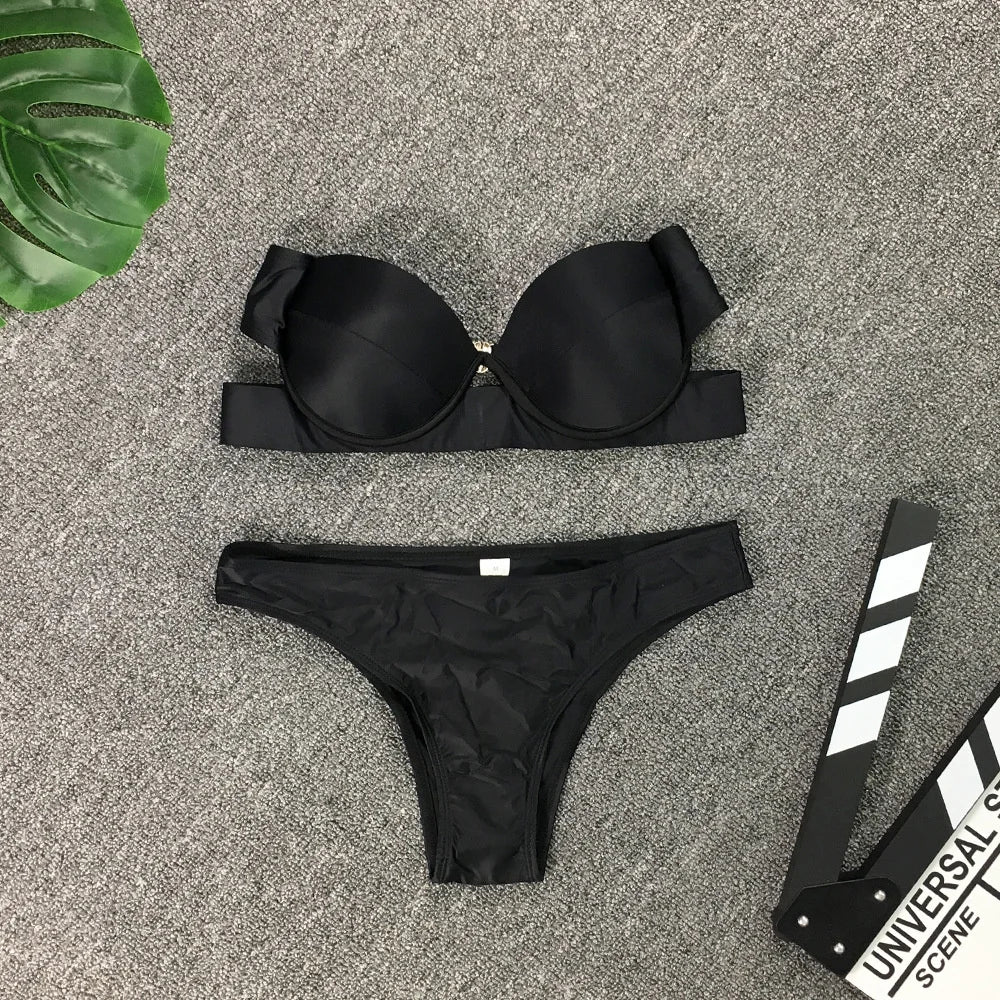 Bikini traje de baño para mujer 2024 nuevo Bikini sujetador paquete negro traje de baño traje de baño para mujer Bikini
